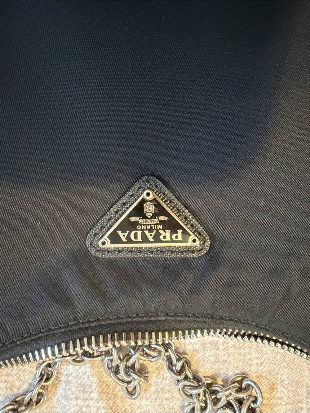 Prada Black Nylon Crossbody Bag with Chain Detail - Picture 8 of 12